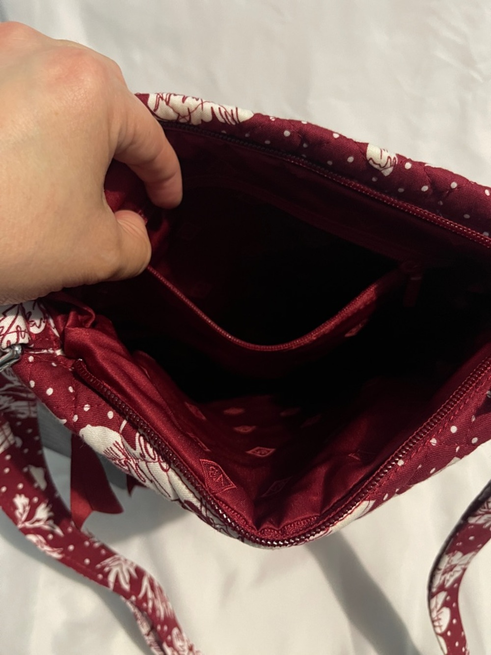 Vera Bradley Crimson Floral Crossbody Bag - Maroon & White - Picture 7 of 10